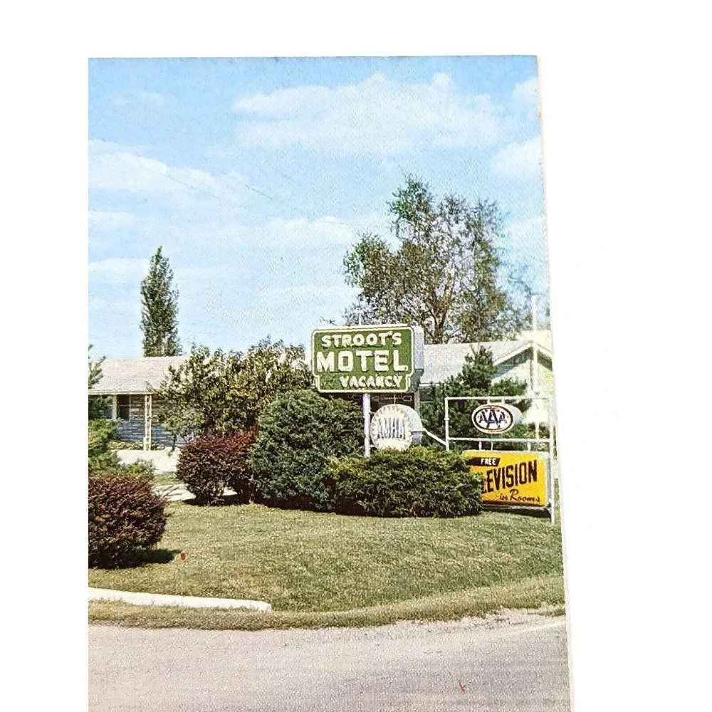 Vintage Postcard Stroots Motel Restaurant Aniston Illinois‎ 1950s Travel USA